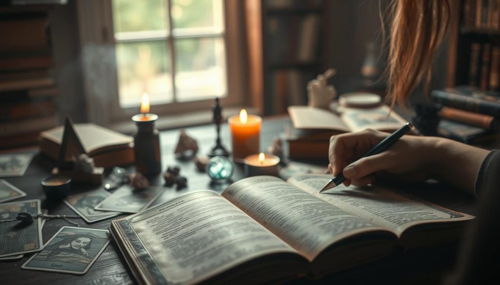 journaling and tarot cards